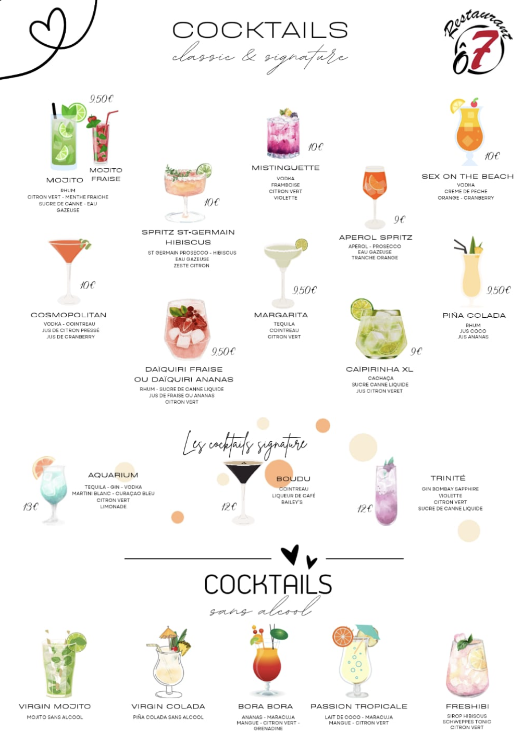 Carte des Cocktails